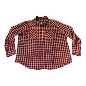 Pendleton Frontier Shirt‎ Men XXL Red Black Plaid Pearl Snap Button Up Western